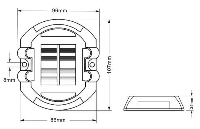 size of solar road stud