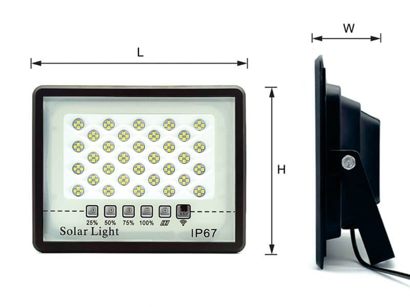 solar powered floodlight size