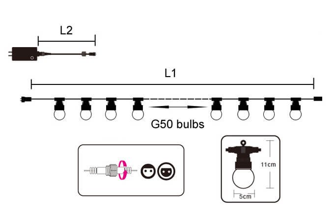 led globe string light s size