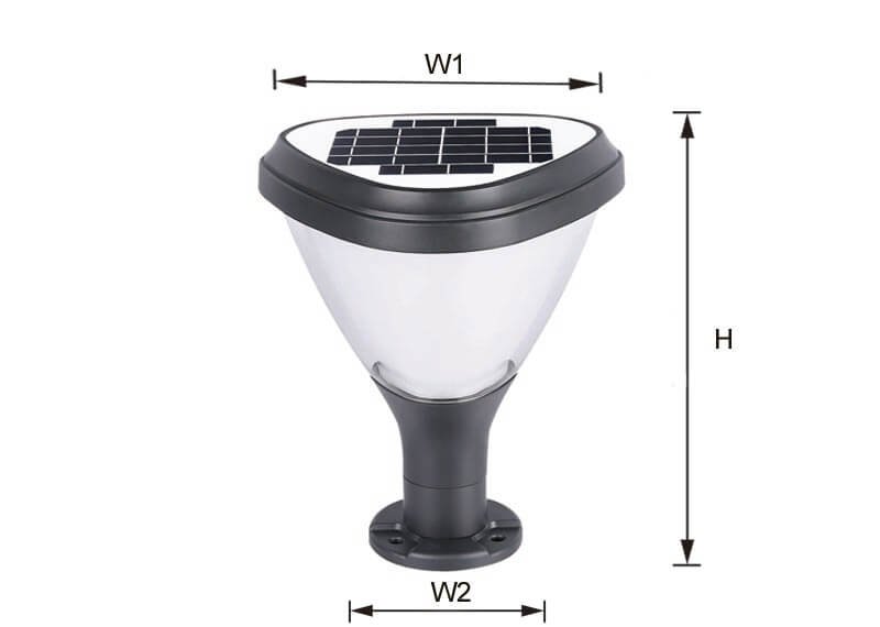 outdoor solar pillar lights size