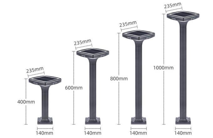 led bollard light size